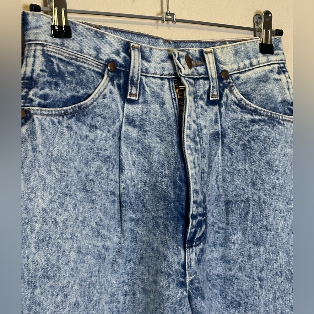 Vintage Wrangler High Waisted Mom Jeans Straight Leg Acid Wash‎ Pleated Size 13 - Picture 2 of 12